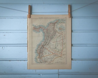 1895 Vintage Colombia Map