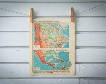 1956 Vintage North America Map