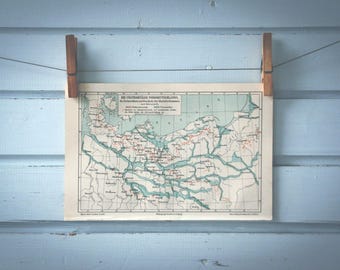 1907 Vintage North Germany Glaciation Map