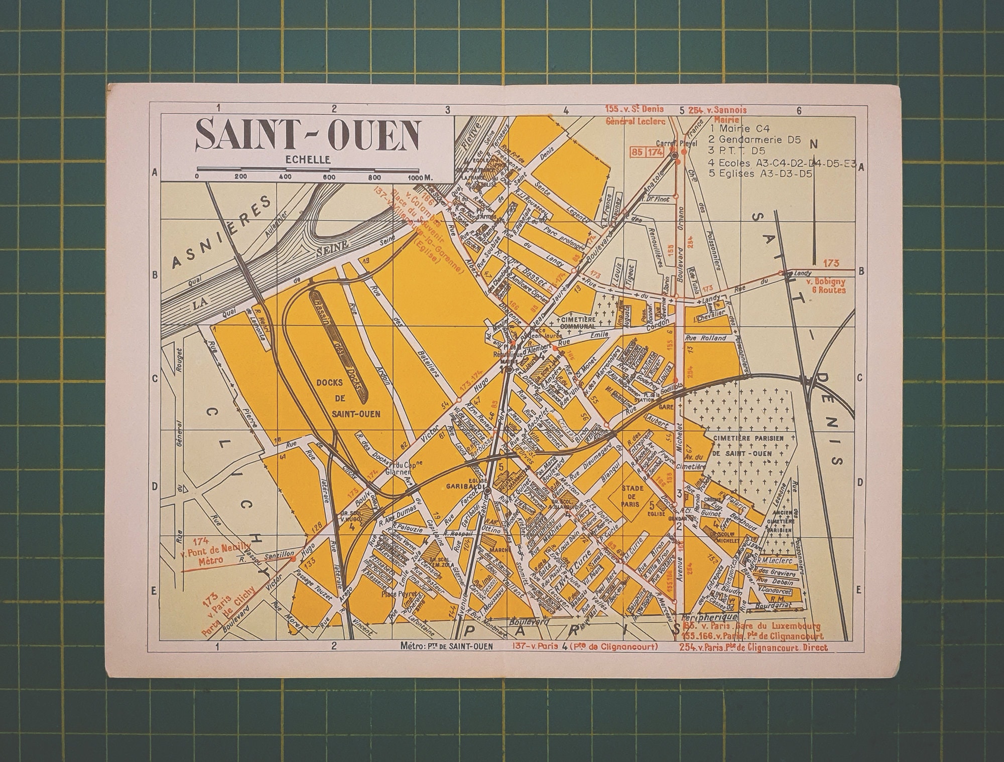 1950s Vintage SaintOuensurSeine Map