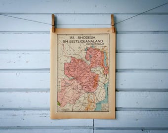 1941 Vintage Zimbabwe & Zambia Map