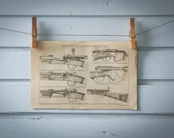1887 Vintage Firearm Lithograph Illustration