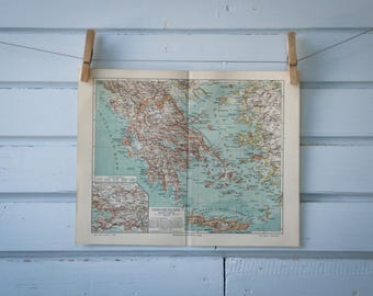 1907 Vintage Map of Greece