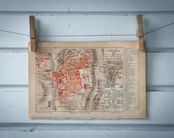 1890 Vintage Map of Jerusalem