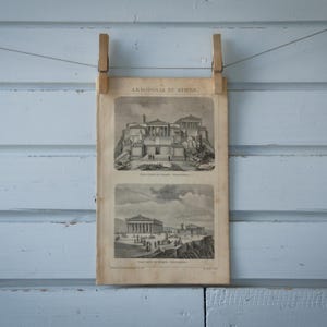 1887 Vintage Acropolis of Athens Lithograph Illustration
