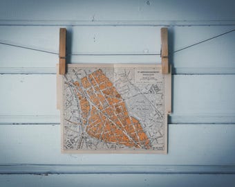 1930s Vintage Popincourt Arrondissement Map