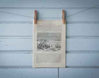 1897 Vintage Tanana Lithograph Illustration