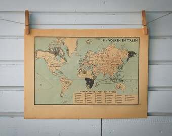 1941 Vintage Ethnographic World Map