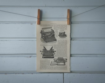 1907 Vintage Typewriters Lithograph Illustration