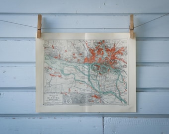 1907 Vintage Hamburg Map