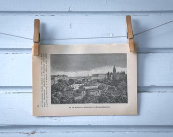 1892 Vintage Stockholm Lithograph Illustration