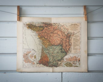 1870 Vintage West France Map