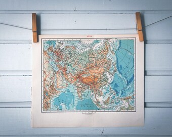 1967 Vintage Map of Asia