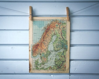 1939 Vintage Scandinavia Map