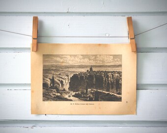 1894 Vintage Cuenca Lithograph Illustration