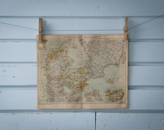 1887 Vintage Denmark Map
