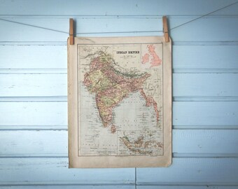1883 Vintage Map of India