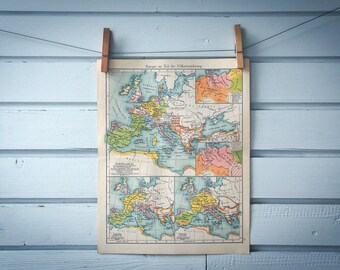 1908 Vintage Map of Migration Period