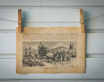 1890 Vintage French Wine Harvest Lithograph Illustration