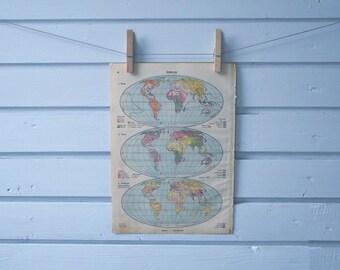 1934 Vintage World Demography Map