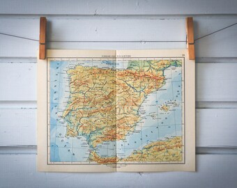 1956 Vintage Map of Spain