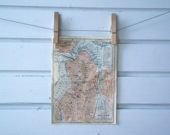 1909 Vintage Map of Boston