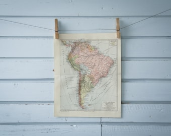 1907 Vintage South America Map