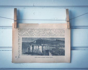 1890 Vintage White Cliffs of Dover Lithograph Illustration