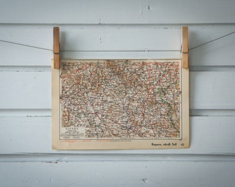 1936 Vintage North Bavaria Map