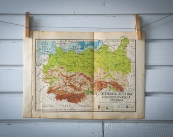 1950 Vintage Central Europe Map