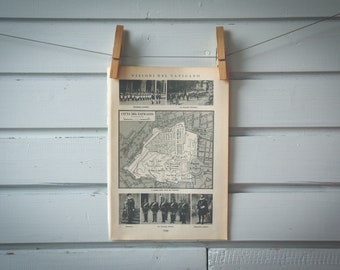 1935 Vintage Map of the Vatican City