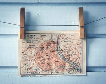 1908 Vintage Auxerre Map