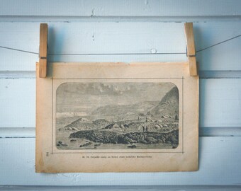 1890 Vintage Giant's Causeway Lithograph Illustration