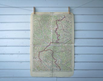 1948 Vintage Slovenia, Austria & Hungary Tripoint Map