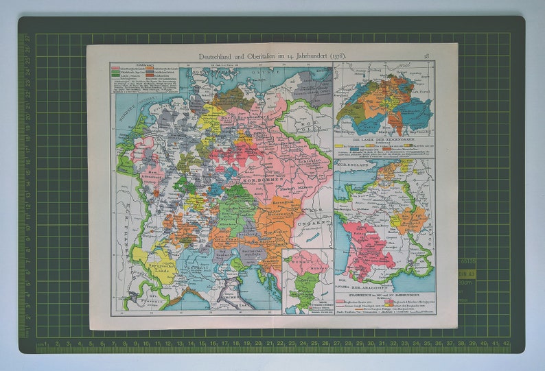 1908 Vintage Map of Europe in 14th Century - Etsy