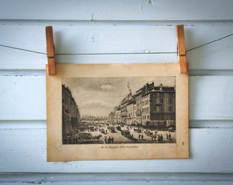 1890 Vintage Marseille Lithograph Illustration