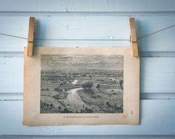 1890 Vintage Upper Thames Lithograph Illustration