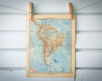 1956 Vintage South America Map