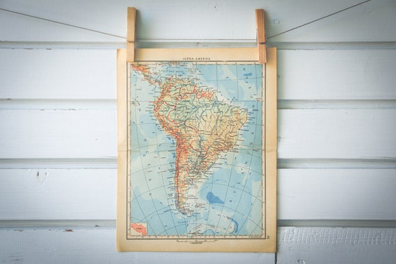 1956 Vintage South America Map
