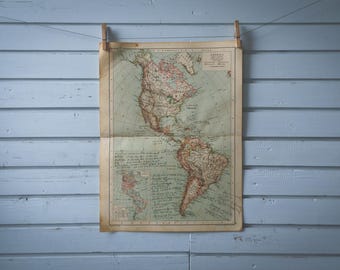 1904 Vintage Map of the Americas