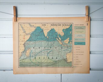 1941 Vintage Map of the Indian Ocean
