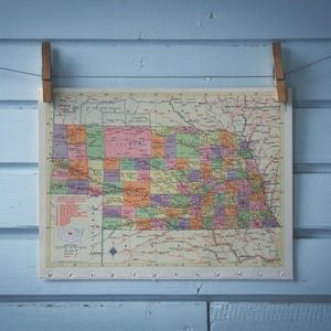1957 Vintage Nebraska Map