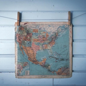 Carte vintage des Etats-Unis et de l'Amérique centrale de 1908