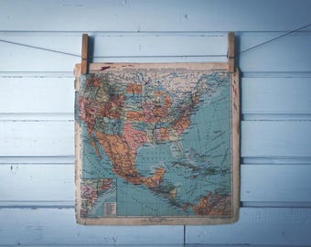 1908 Vintage USA & Central America Map