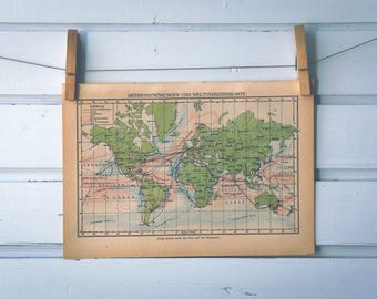 1910s Vintage World Map of Ocean Currents