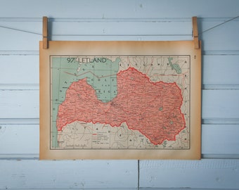 1941 Vintage Latvia Map
