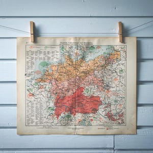 1928 Vintage Ethnographic Map of Germany
