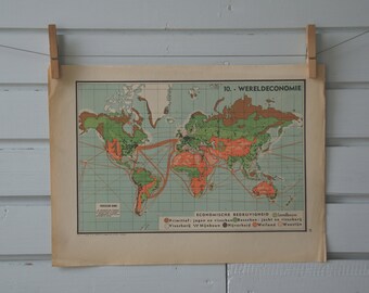 1941 Vintage World Economy Map
