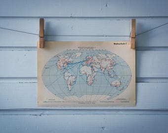 1936 Vintage World Traffic Map