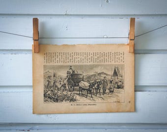 1890 Vintage French Wine Harvest Lithograph Illustration